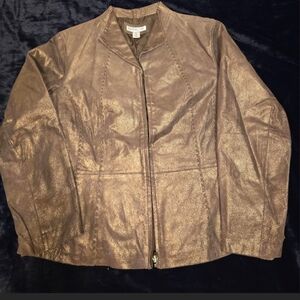 Coldwater Creek Shimmering Bronze Leather Jacket